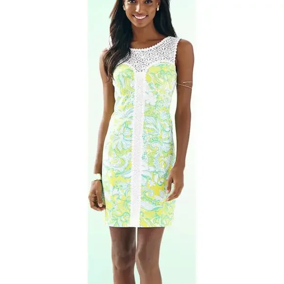 Lilly Pulitzer Sofia Dandelion Yellow Beach Gypsies Lace Shift Dress 12 - Picture 3 of 11